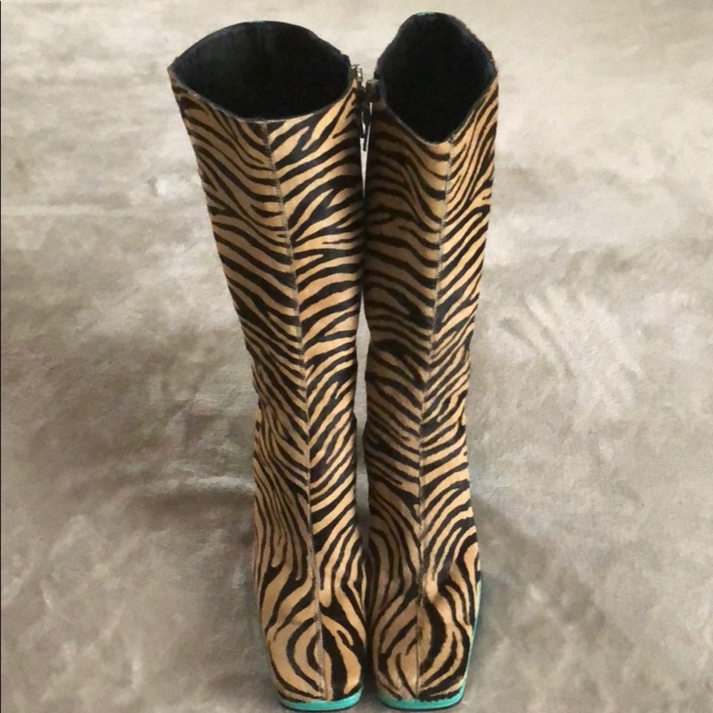 Versace Iconic Vintage Zebra Print Platform Boots